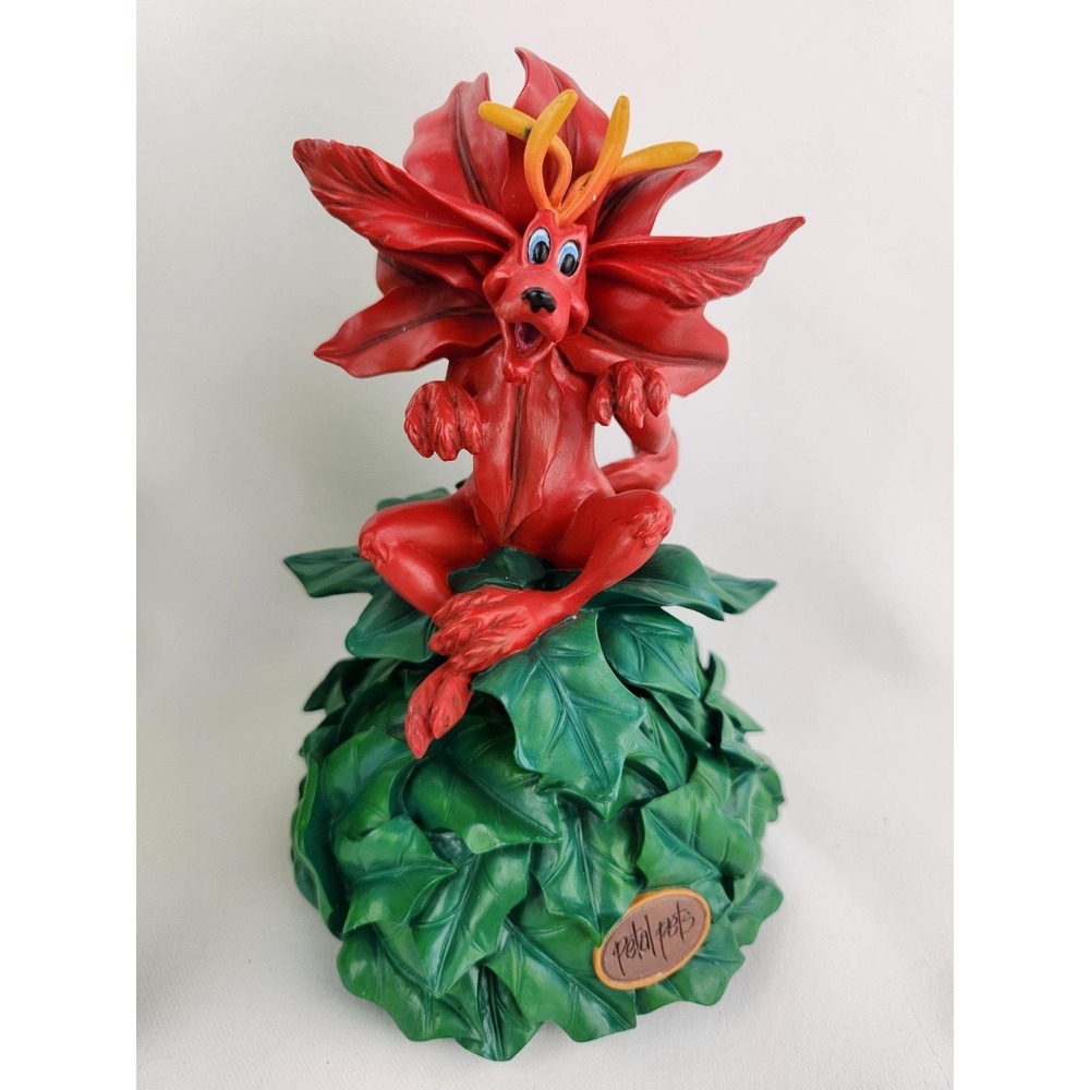 Vintage Petal Pets Dragon Dog Unusual Music Box Auld Lang Syne Gardening Flowers